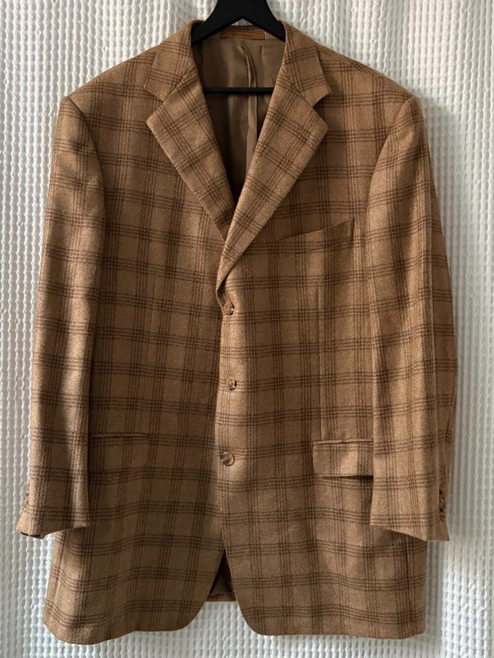 Ermenegildo Zegna Llama Wool Plaid Sport Coat 3 Button Blazer Mens 48L